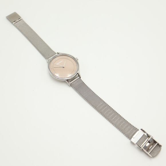 Skagen Anita Champagne Diamond 30mm Watch Silver Tone Metal Mesh w New Battery - Picture 14 of 16
